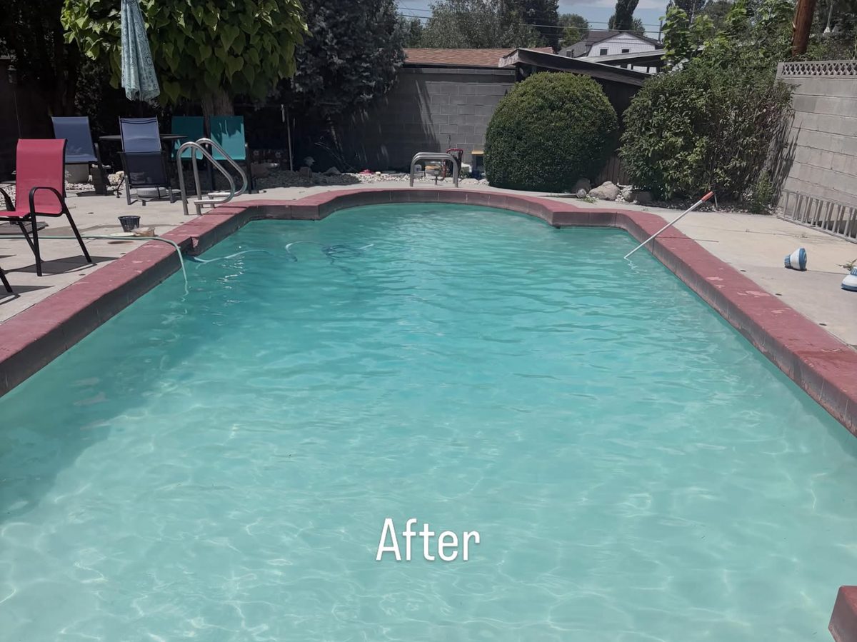 The same pool after recovery, clear blue water